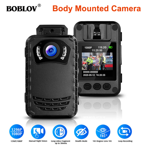 BOBLOV-Mini cámara corporal N9, Full HD, 1296P, cámara policial portátil pequeña de visión nocturna, compatible con cámara DVR de 256G, envío directo ► Foto 1/6