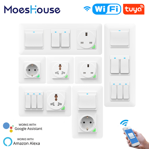 Interruptor inteligente DE pared con WiFi para el hogar, pulsador con Control remoto inalámbrico, funciona con Alexa y Google Home ► Foto 1/6