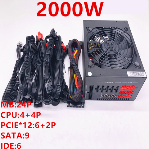 Fuente de alimentación para HKC Full Modular 80plus Gold 1080TI fuente de energía especial para 6 tarjetas, 8 tarjetas y 12 tarjetas, fuente de alimentación de 2000W ► Foto 1/3