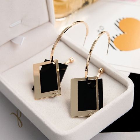 Pendientes de estilo cuadrado geométrico para mujer, aretes colgantes, Color dorado y negro, joyería femenina, 2022 ► Foto 1/6