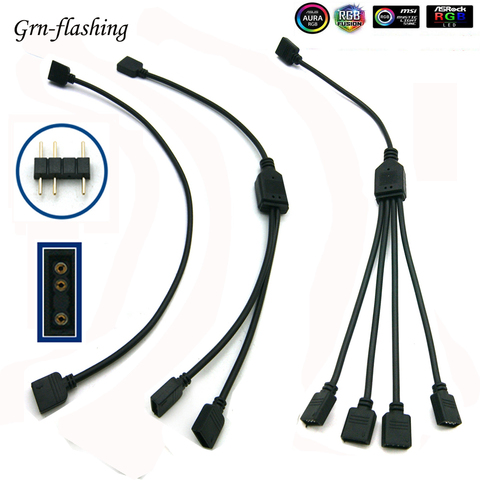 Conector de LED RGB de 5-24V y 3 pines, 1 a 1, 2, 3, 4, 5, 3 pines, extensor de cable de alimentación, divisor para placa base de ordenador, luces de cinta AURA RGB ► Foto 1/6