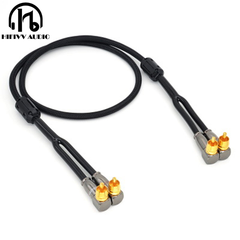 Cable de conector curvo RCA hifi para amplificador de potencia de CD, cable de audio y altavoz de audio ► Foto 1/4