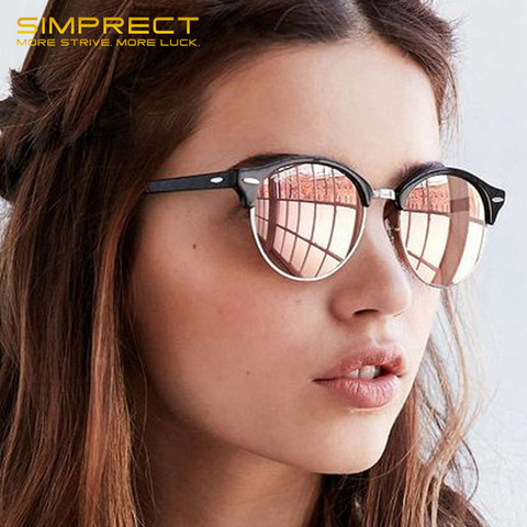 SIMPRECT polarizado gafas de sol de las mujeres 2022 Retro gafas de sol espejo redondo lentes de sol para dama Vintage gafas de sol Zonnebril las mujeres ► Foto 1/6