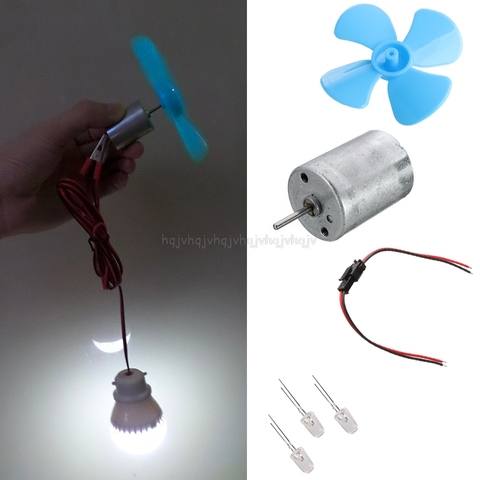 Microgenerador de turbinas eólicas, minimotor con palas Kit con luz LED DIY N02 19, envío directo ► Foto 1/6