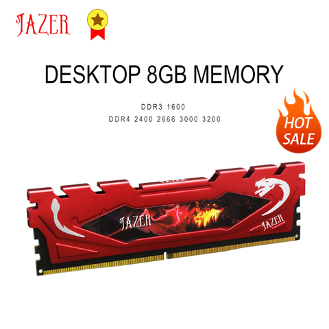 JAZER Memoria DDR4 Ram 3000MHZ 2400MHZ 2666MHZ 8GB 16GB DDR3 1600MHZ Memoria de escritorio DIMM ► Foto 1/6