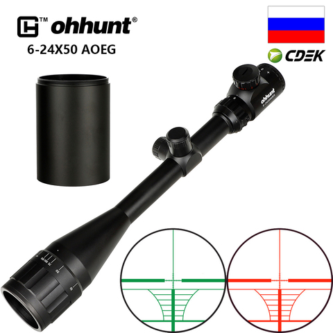 Ohhunt-mira telescópica para caza 6-24x50 AOEG, telémetro de retícula con parasol, visor óptico táctico ► Foto 1/6