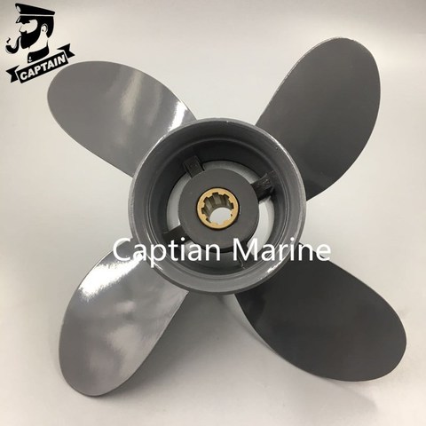 Captain-hélice de 4 hojas 9 1/4X10 compatible con Honda y Yamaha, fueraborda BF8D/BF9.9D BF9.9/BF15A BF15D/BF20 8 Splines 58134-ZV4-010AH ► Foto 1/4