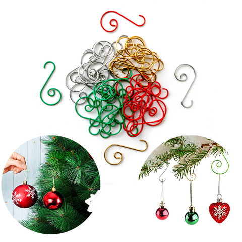 50 Uds decoraciones de Navidad suministros en forma de S gancho de colgar Metal para árbol de Navidad bolas adornos accesorios mucho ► Foto 1/6