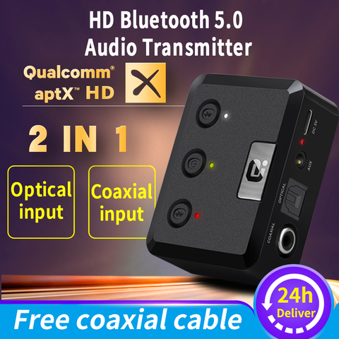 MR275 inalámbrico bluetooth 5,0 transmisor de audio aptX HD LE óptico Coaxial 3,5mm Aux RCA receptor Audio adaptador de enlace Dual PC TV ► Foto 1/6