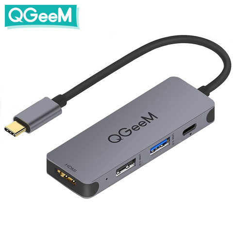 QGeeM-concentrador USB C para Macbook Pro Multi USB 3,1 tipo C Hub 3,0 2,0 USB C HDMI adaptador PD Dock para Huawei Mate 20 Pro OTG Splitter ► Foto 1/6