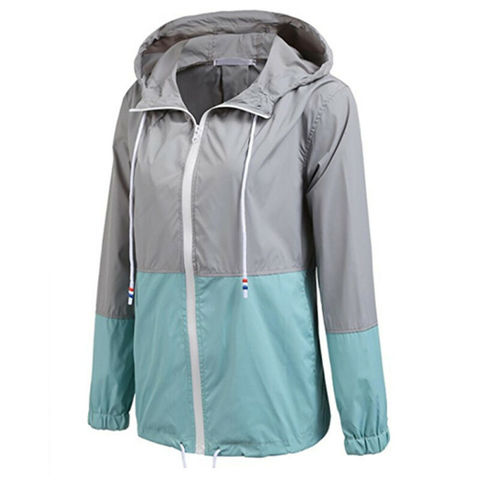 Abrigo cortavientos de moda para verano y otoño para mujer, chaqueta fina impermeable para lluvia con cremallera y capucha, abrigo informal deportivo de talla grande ► Foto 1/6