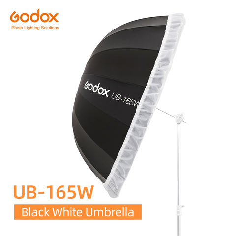 Godox-UB-165W parabólica para estudio, sombrilla reflectante parabólica de 65 pulgadas y 165cm, en color blanco y negro, con difusor de plata y tela ► Foto 1/6