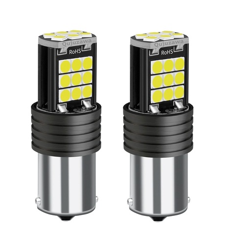 Luz LED de freno trasero para coche, Bombilla de señal intermitente, luz de retroceso de marcha atrás, blanca, roja y amarilla, BA15s, 1156, P21W, R10W, R5W, 7506, 2 uds. ► Foto 1/6