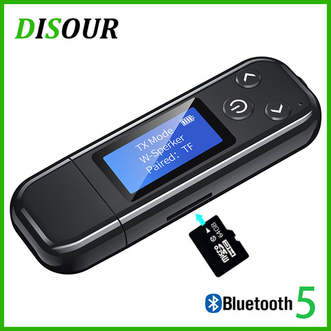 DISOUR-receptor y transmisor de Audio USB Bluetooth 5,0, adaptador inalámbrico estéreo con pantalla LCD de 3,5 MM, AUX, RCA, batería integrada para TV y PC ► Foto 1/6