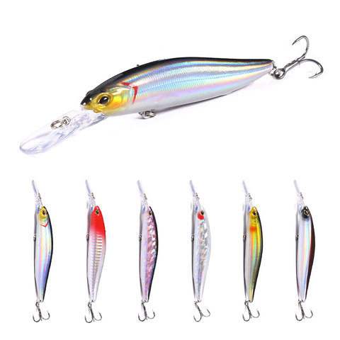 Lento se hunde de Pesca señuelo Minnow 13cm/15,5g cebo Artificial, 3D los ojos de plástico Wobblers aparejos de Pesca lejos de sistema magnético ► Foto 1/6