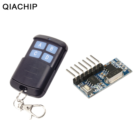 QIACHIP-transmisor de Control remoto RF, receptor inalámbrico de 433Mhz, módulo de decodificación de código de aprendizaje 1527, botón de aprendizaje de salida de 4 canales ► Foto 1/6