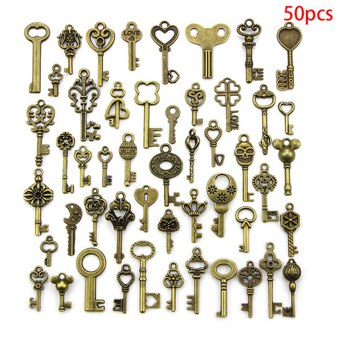 50 Uds. De dijes Vintage variados para llaves, colgante Steampunk de bronce, accesorios de joyería ► Foto 1/6