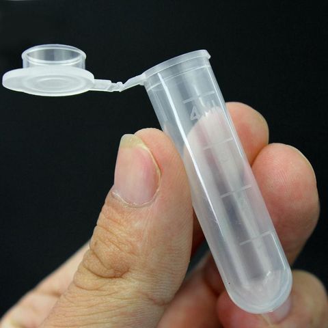 Tubo de prueba de plástico transparente para centrífuga, tapa a presión para laboratorio, contenedor de almacenamiento de muestra, 50 Uds., 5ml ► Foto 1/5