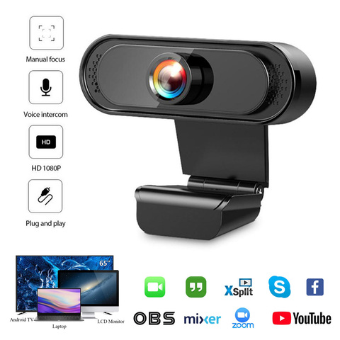 Cámara Web Digital USB 2,0, Full HD, 1080P, con Mircophone para ordenador, Webcam para ordenador portátil ► Foto 1/6