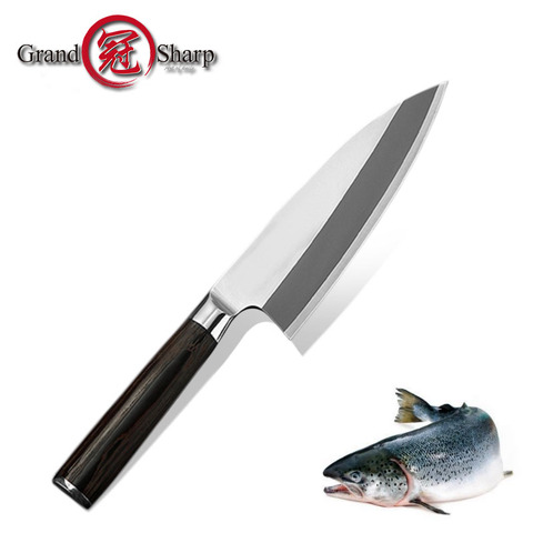 Japonés cuchillo de Deba de acero inoxidable cortar pescado de Chef, cuchillos de cocina profesional herramientas salmón Sashimi de atún de corte ► Foto 1/6