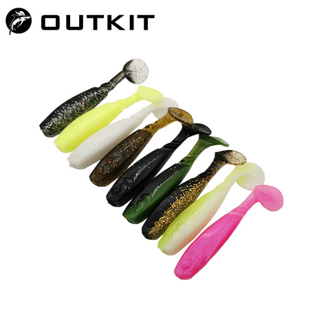 OUTKIT 10 unids/lote señuelos de silicona pesca con cebo blando cebo de gusanos para pescar carpa Wobblers T Tails productos de pesca señuelos para pesca ► Foto 1/6