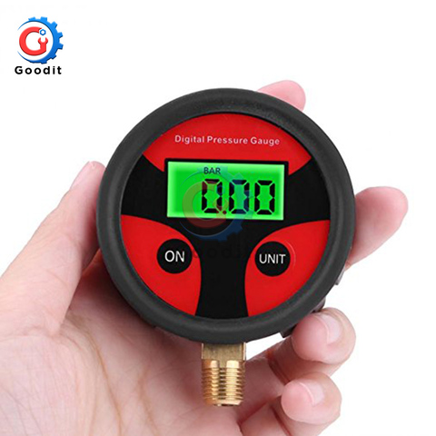 Indicador de presión de aire medidor de Dial de 0-200PSI, herramienta Digital de manómetro de goma de cobre para neumáticos, para coche, camión, bicicleta, para llanta de coche automática ► Foto 1/6