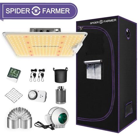 Araña granjero 1000W LED crecen la luz + 70x70x160cm Kits de carpa de crecimiento con filtro de carbono sistema de siembra vegetal plantas flores ► Foto 1/6