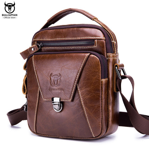 BULLCAPTAIN-bandolera de cuero con Diagonal para hombre, nueva bolsa pequeña informal de negocios con personalidad ► Foto 1/6