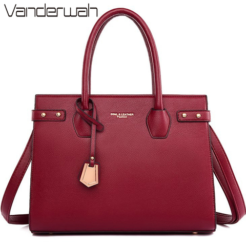 VANDERWAH-Bolso de mano de lujo para mujer, bandolera de cuero con asa superior, informal, 2022 ► Foto 1/6