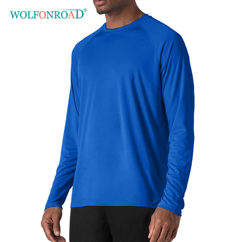 WOLFONROAD-camisetas de manga larga UPF para hombre, de secado rápido, para exteriores, protección solar, pesca, senderismo, protección de la piel, 50 + ► Foto 1/6