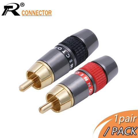 Conector R, conector de Cable RCA, adaptador de enchufe macho de vídeo/Audio, Compatible con Cable de 8mm, color negro y rojo, 1 par/2 uds. ► Foto 1/6