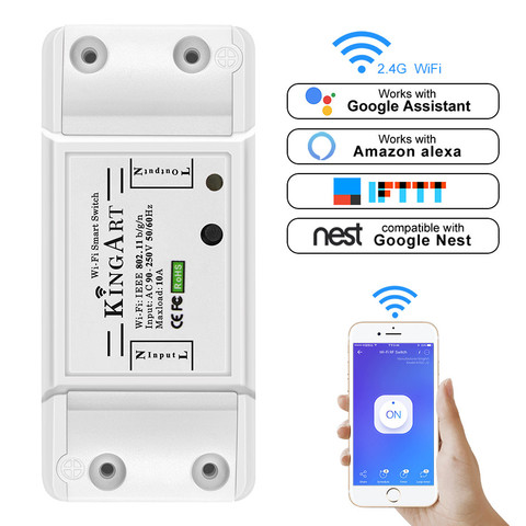 WiFi inteligente disyuntor en/a Control remoto por eWeLink Control con Amazon Echo Dot grifo de alimentación de 90V-250V AC ► Foto 1/6