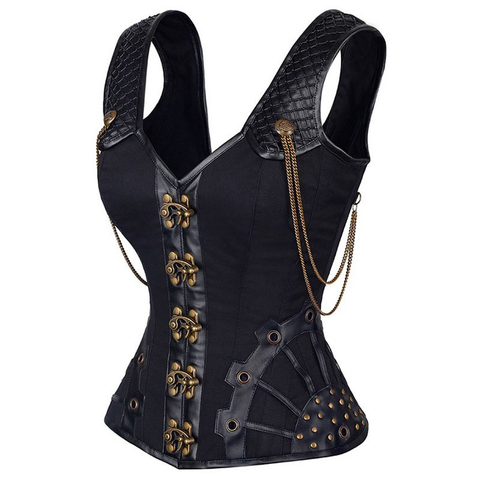 Corsé Steampunk Sexy para mujer, corpiño de cuero gótico, Overbust corsé, chaleco corsé moldeador de cuerpo para mujer, ropa moldeadora adelgazante, cubierta del vientre ► Foto 1/6