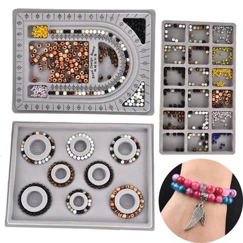 Tablero de cuentas flocadas para fabricación de joyas, herramienta de medición, bricolaje, pulsera, collar, accesorios, bandeja organizadora, herramienta artesanal, Uds. ► Foto 1/6