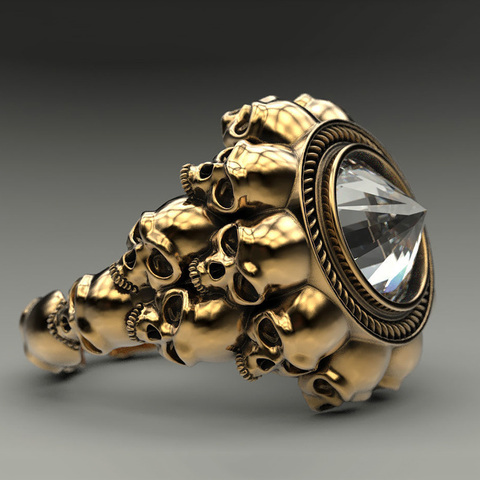 Anillos Punk de cráneo gótico para Hombre y mujer, joyería de Anillo de cono negro y rojo, anillos estilo Steampunk para motorista ► Foto 1/6