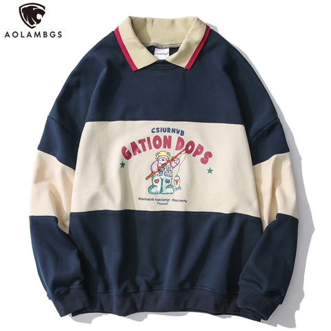 Aolamegs-Sudadera con capucha a rayas para hombre, ropa para parte superior masculina, Casual, con estampado bonito, estilo Harajuku ► Foto 1/6