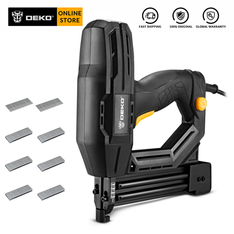 DEKO-Pistola eléctrica DKET02 para carpintería, engrapadora ajustable con potencia de 220V, herramienta ergonómicas de grapas de tapicería y carpintería ► Foto 1/6