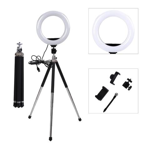 Regulable LED estudio Cámara anillo luz foto teléfono lámpara de luz de video con trípodes Selfie Stick anillo mesa Luz de relleno para Canon ► Foto 1/6