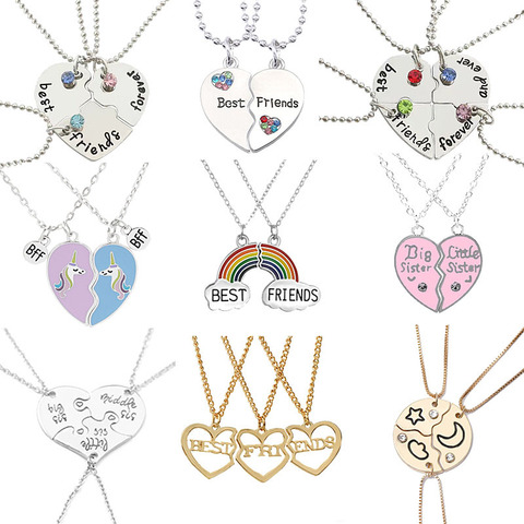 Juego de 2 piezas de Best Friend BFF corazón roto con diseño de unicornio colgante cosido cadena collar de la Amistad clavícula ► Foto 1/6