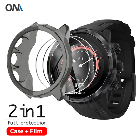 2 + 1 Protector Case + Protector de pantalla para Suunto 9 smart watch suave TPU de protección cubierta funda con vidrio templado de cine ► Foto 1/6