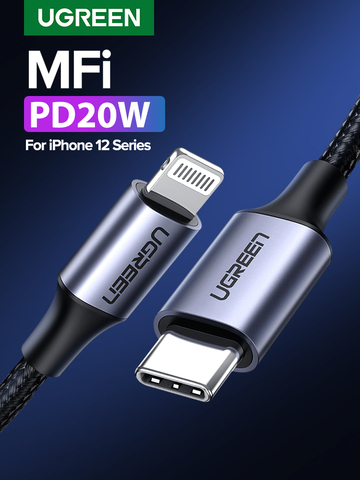 Ugreen-Cable de datos de carga rápida para Macbook, iPad Pro, Cable USB C de MFi a Lightning para 12 Mini 12 Pro Max 8 PD 18W 20W ► Foto 1/6