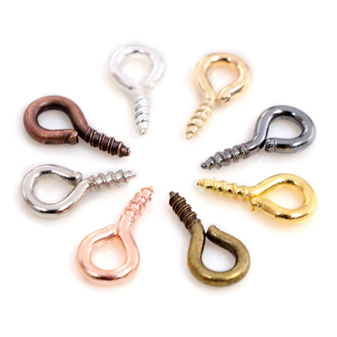 200 unids/lote pequeño Mini ojo Pins eyepin ganchos ojales tornillo roscado 8 colores cierres ganchos DIY joyería hacer accesorios ► Foto 1/6