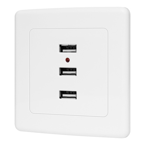 ¡KEKA 3 puertos de toma de pared USB cargador AC/DC enchufe adaptador de corriente placa Panel de salida 220V a 5V blanco a 3 puertos de toma de corriente ► Foto 1/6