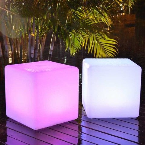 Control remoto LED cubo luz RGB decoración de jardín Muebles LED impermeable jardín lámparas brillante cubo taburete Control remoto silla ► Foto 1/6