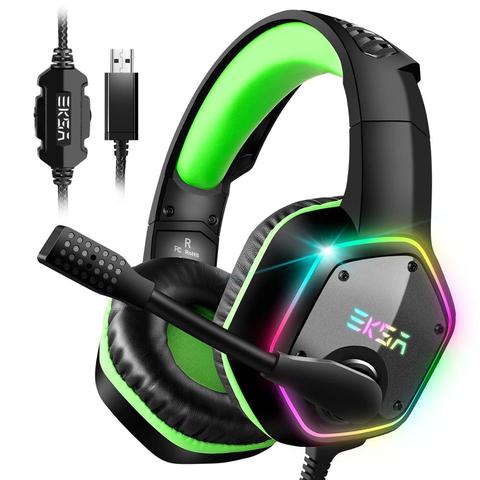 EKSA E1000-auriculares con micrófono para videojuegos, cascos con cancelación de ruido RGB y sonido envolvente 7,1, para juegos por cable, para PS4 y PC ► Foto 1/6