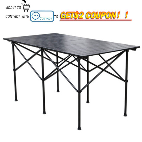 2022 mesa plegable al aire libre Silla de Camping de aleación de aluminio mesa de Picnic resistente al agua mesa plegable escritorio para 140*70*70cm ► Foto 1/6