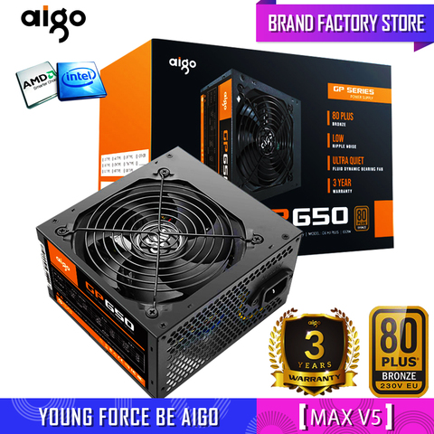 Aigo fonte Max 850W fuente de alimentación más de 80 PSU soldado silencioso ventilador ATX 24pin 12V PC computadora SATA juego de PC de fuente de alimentación para Intel AMD ► Foto 1/6