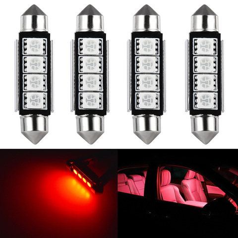 4x C5W C10W LED Canbus bombillas LED SMD 5050 adorno blanco rojo 41mm 42mm luz de techo de lectura bombilla Interior del coche de la lámpara de la iluminación 12V 12V 6000K ► Foto 1/6