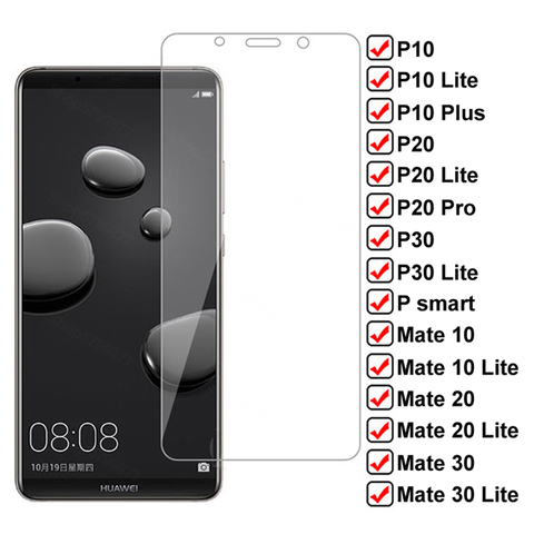 9H HD vidrio templado para Huawei P10 más P20 Pro P30 Lite P Smart 2022 Protector de pantalla Mate 10 20 30 Lite película de vidrio ► Foto 1/6