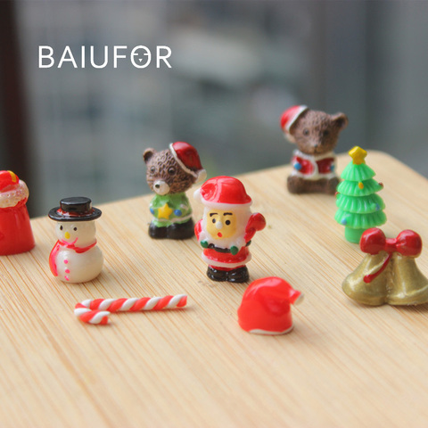 BAIUFOR miniatura Navidad figuras Santa Claus muñeco de nieve accesorios para terrario caja de regalo estatuillas de hadas de jardín casa de muñecas Decoración ► Foto 1/6